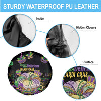Happy And Delicious Mardi Gras Spare Tire Cover King Cake And Luxury Beadeds - Wonder Print Shop