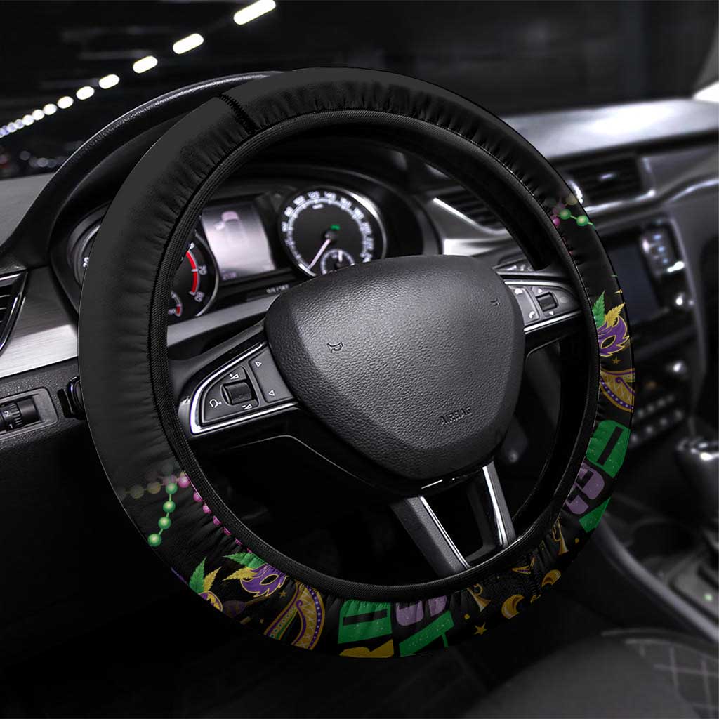 Happy And Delicious Mardi Gras Steering Wheel Cover King Cake And Luxury Beadeds - Wonder Print Shop