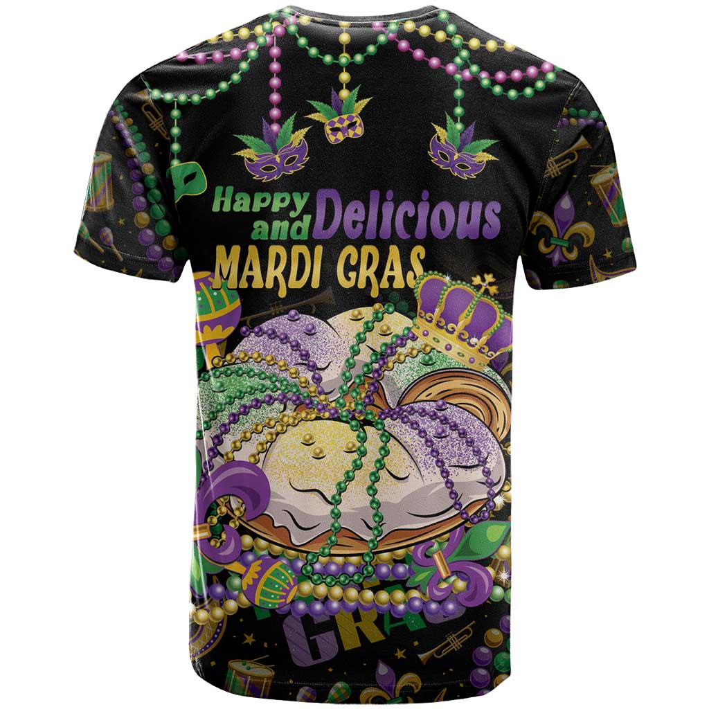 Happy And Delicious Mardi Gras T Shirt King Cake And Luxury Beadeds - Wonder Print Shop