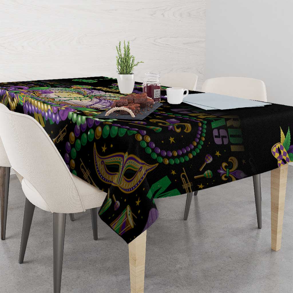 Happy And Delicious Mardi Gras Tablecloth King Cake And Luxury Beadeds - Wonder Print Shop