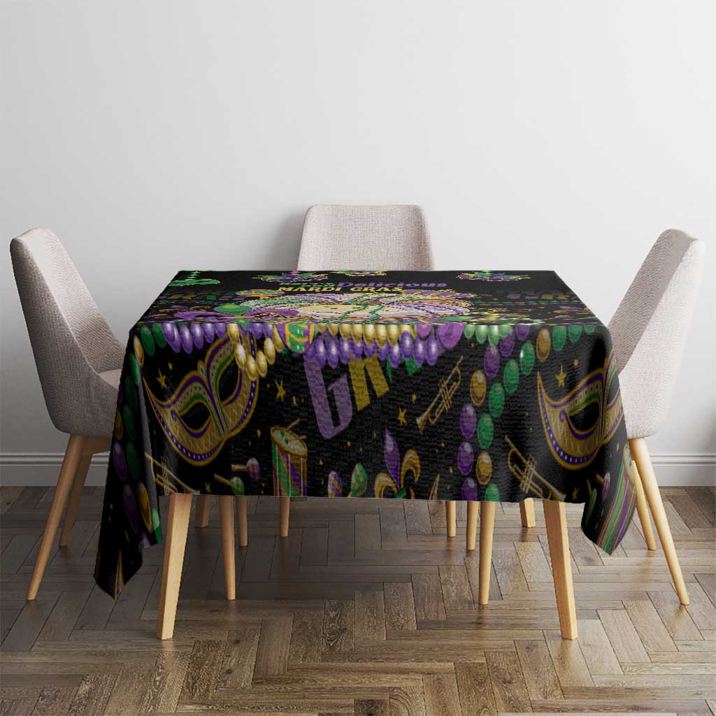 Happy And Delicious Mardi Gras Tablecloth King Cake And Luxury Beadeds - Wonder Print Shop