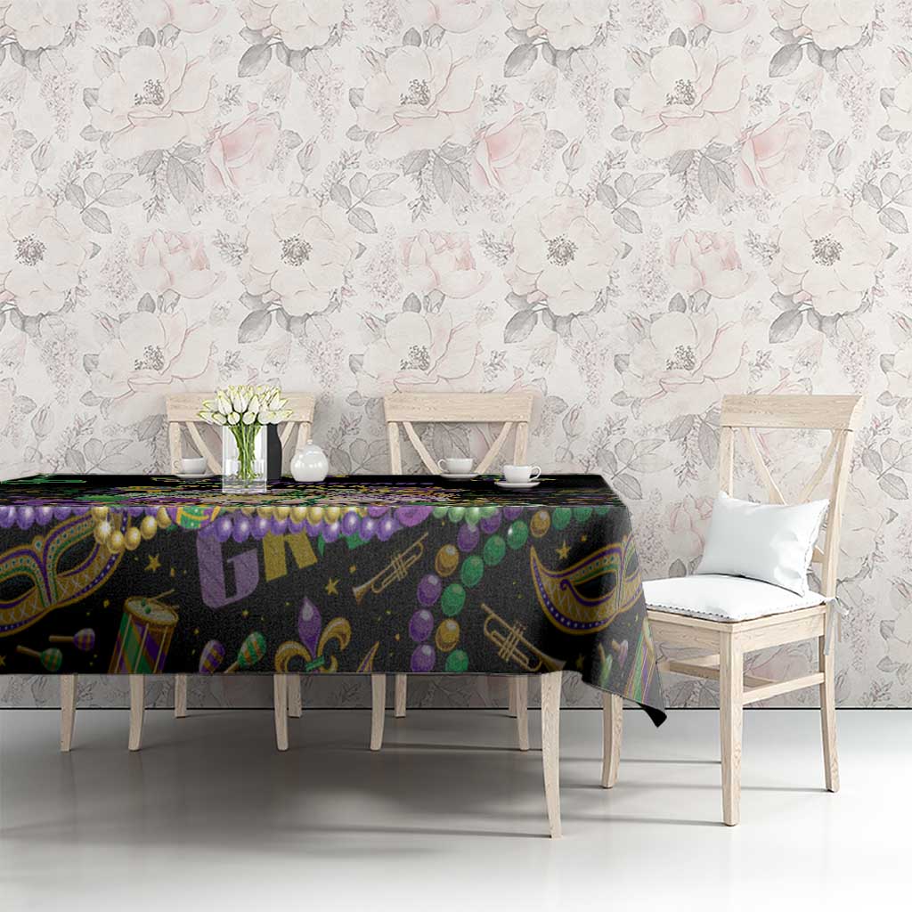Happy And Delicious Mardi Gras Tablecloth King Cake And Luxury Beadeds - Wonder Print Shop