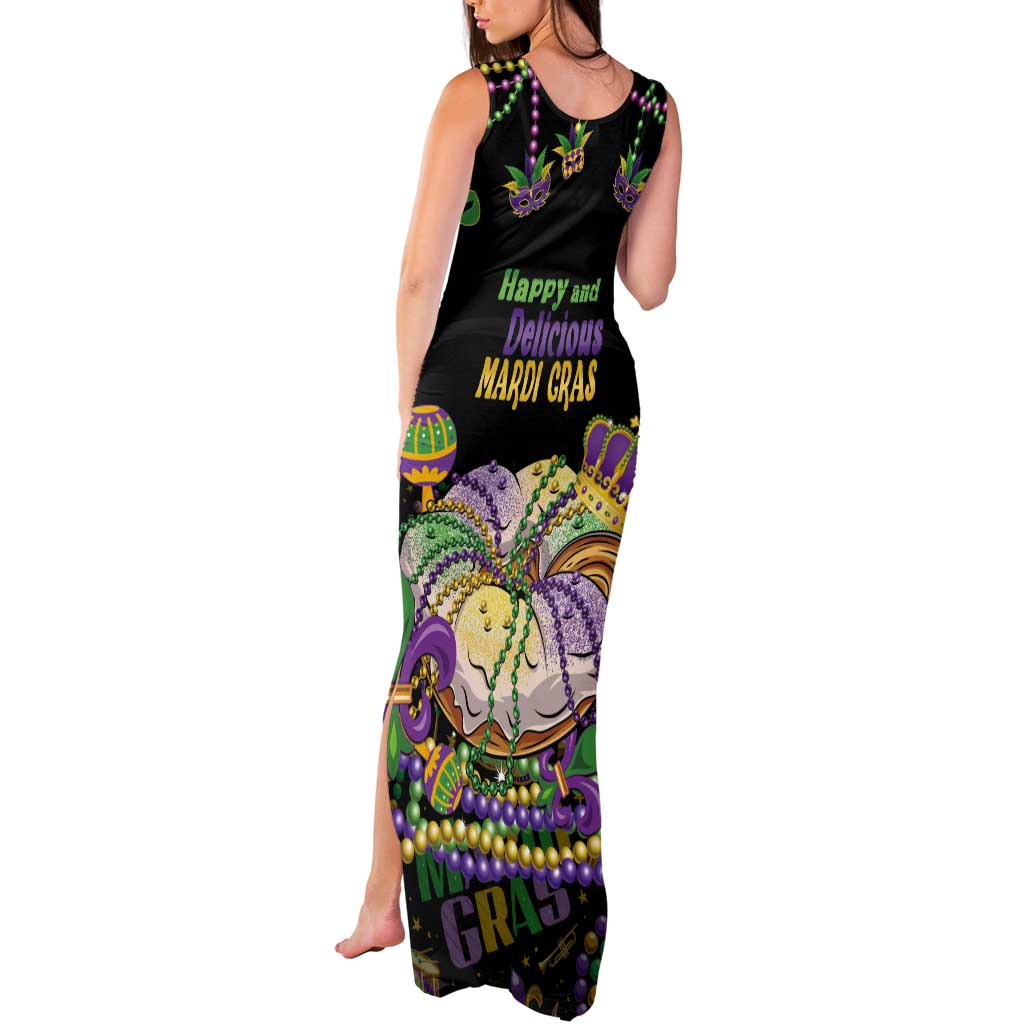 Happy And Delicious Mardi Gras Tank Maxi Dress King Cake And Luxury Beadeds - Wonder Print Shop
