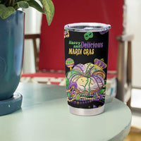 Happy And Delicious Mardi Gras Tumbler Cup King Cake And Luxury Beadeds - Wonder Print Shop