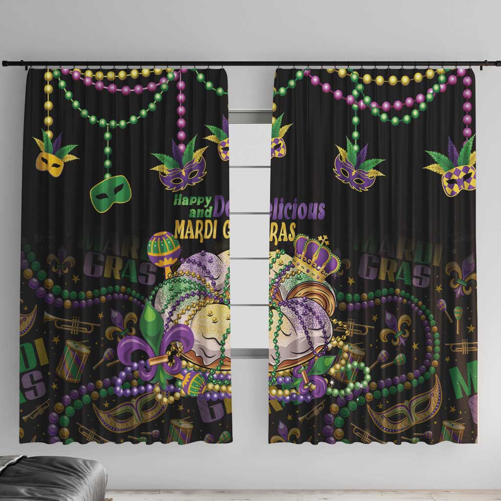 Happy And Delicious Mardi Gras Window Curtain King Cake And Luxury Beadeds - Wonder Print Shop