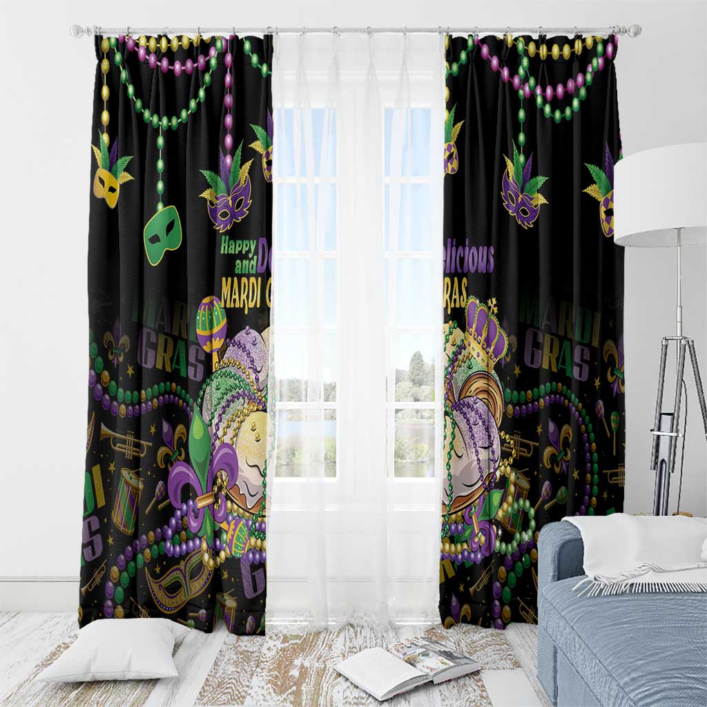Happy And Delicious Mardi Gras Window Curtain King Cake And Luxury Beadeds - Wonder Print Shop