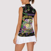 Happy And Delicious Mardi Gras Women Sleeveless Polo Shirt King Cake And Luxury Beadeds - Wonder Print Shop