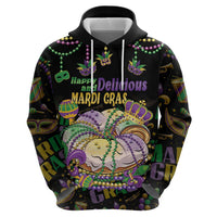 Happy And Delicious Mardi Gras Zip Hoodie King Cake And Luxury Beadeds - Wonder Print Shop