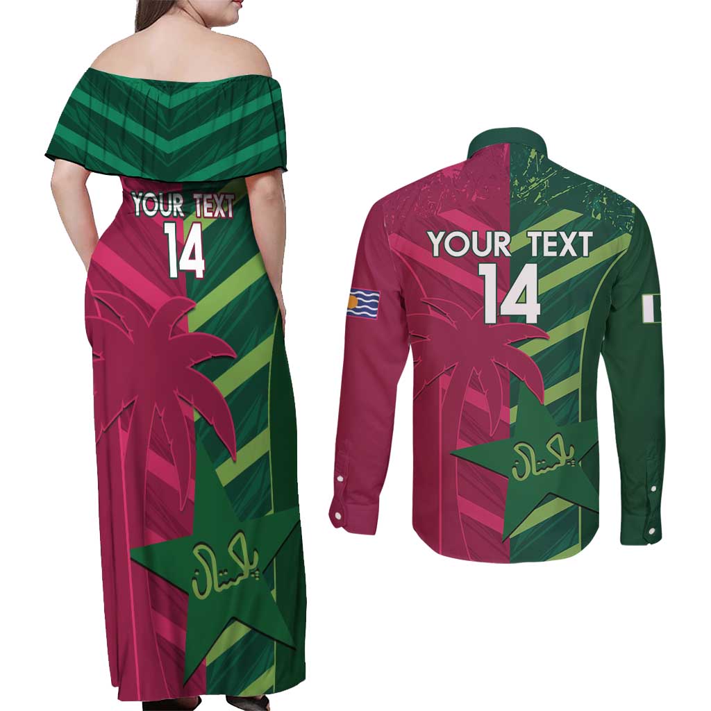 Custom West Indies And Pakistan Cricket Couples Matching Off Shoulder Maxi Dress and Long Sleeve Button Shirt 2025 Windies Shaheens Together - Wonder Print Shop