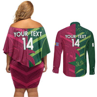 Custom West Indies And Pakistan Cricket Couples Matching Off Shoulder Short Dress and Long Sleeve Button Shirt 2025 Windies Shaheens Together - Wonder Print Shop