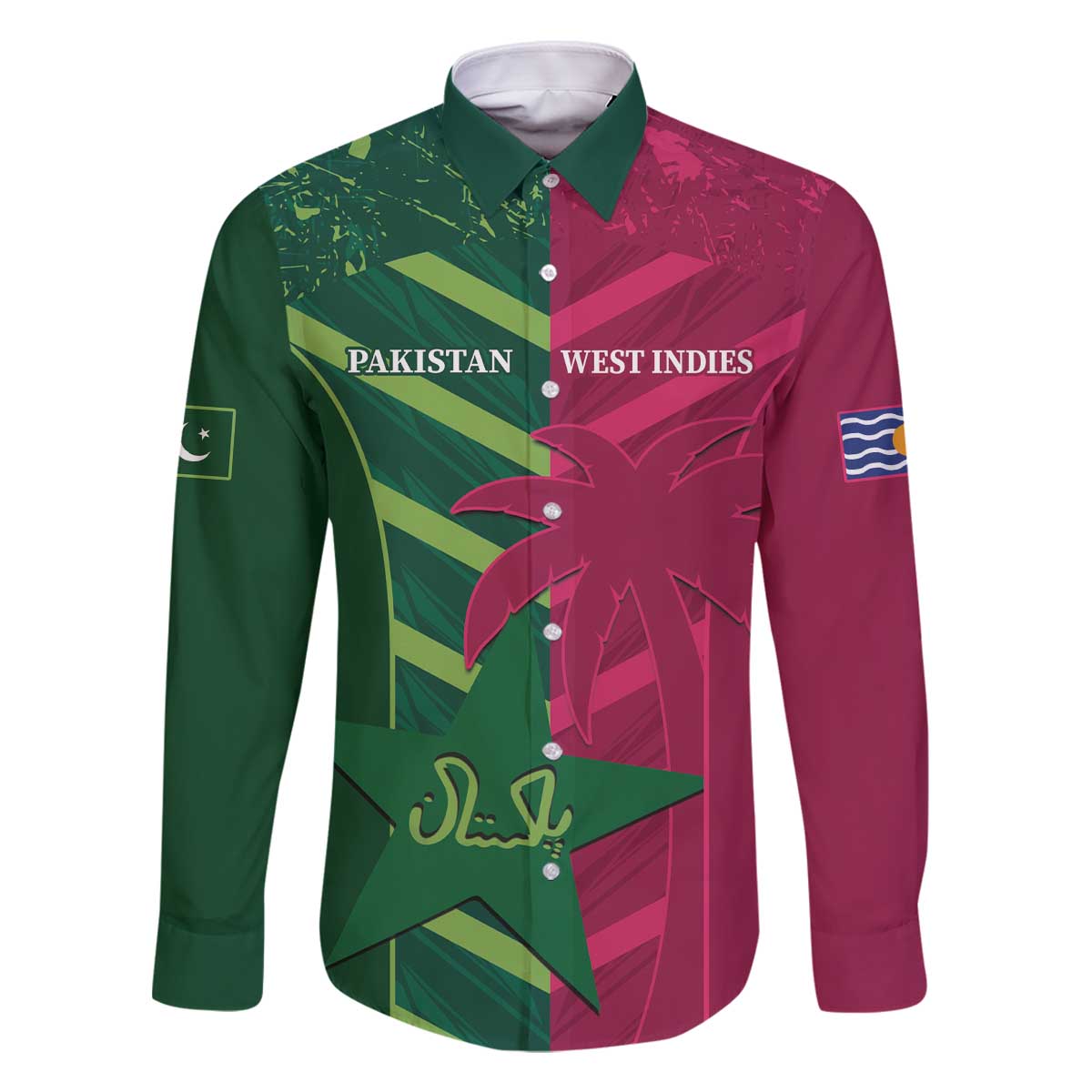 Custom West Indies And Pakistan Cricket Family Matching Off The Shoulder Long Sleeve Dress and Hawaiian Shirt 2025 Windies Shaheens Together - Wonder Print Shop