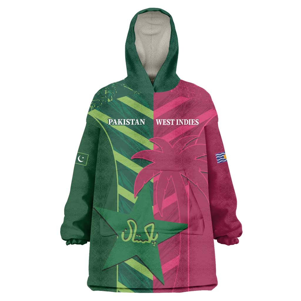 Custom West Indies And Pakistan Cricket Wearable Blanket Hoodie 2025 Windies Shaheens Together - Wonder Print Shop