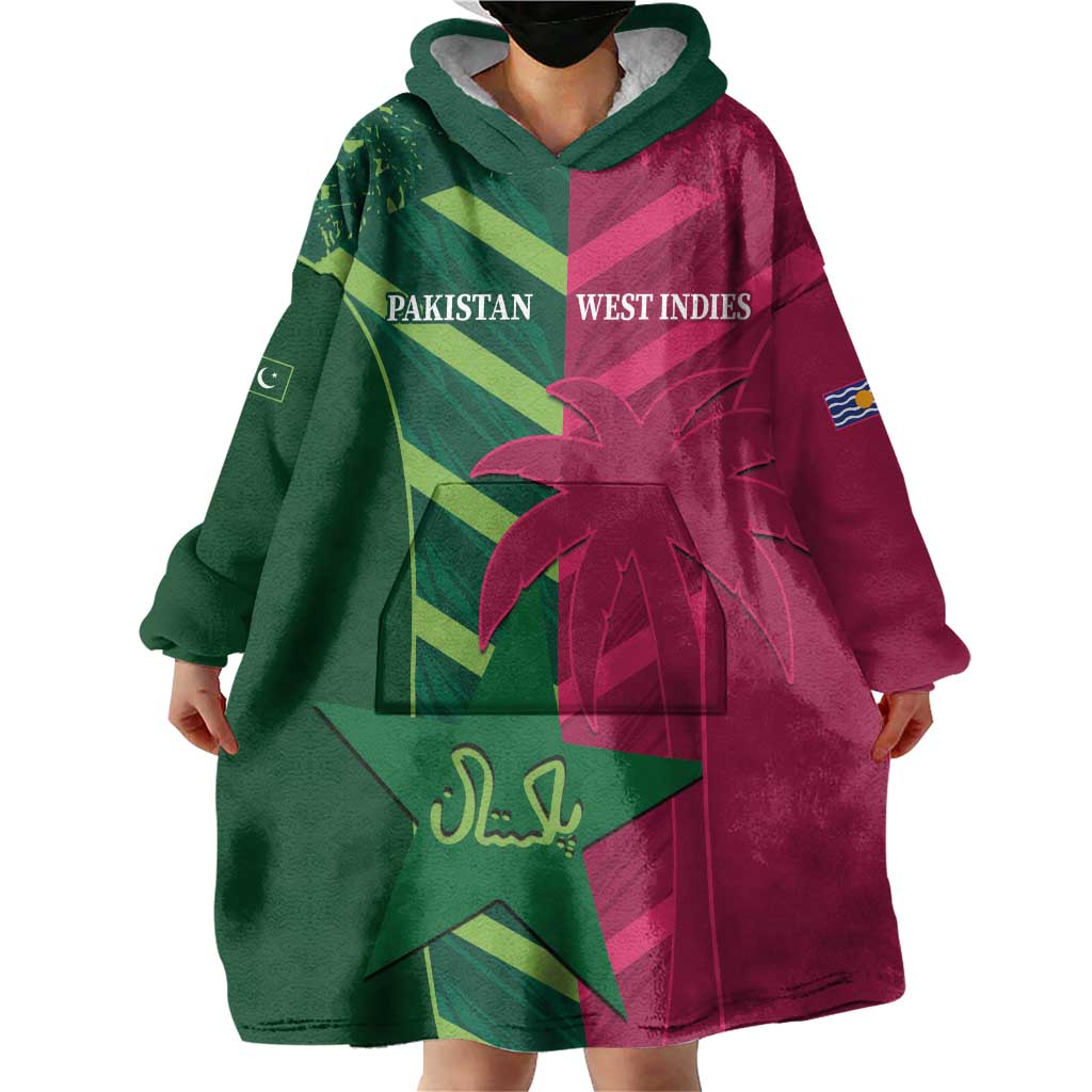 Custom West Indies And Pakistan Cricket Wearable Blanket Hoodie 2025 Windies Shaheens Together - Wonder Print Shop