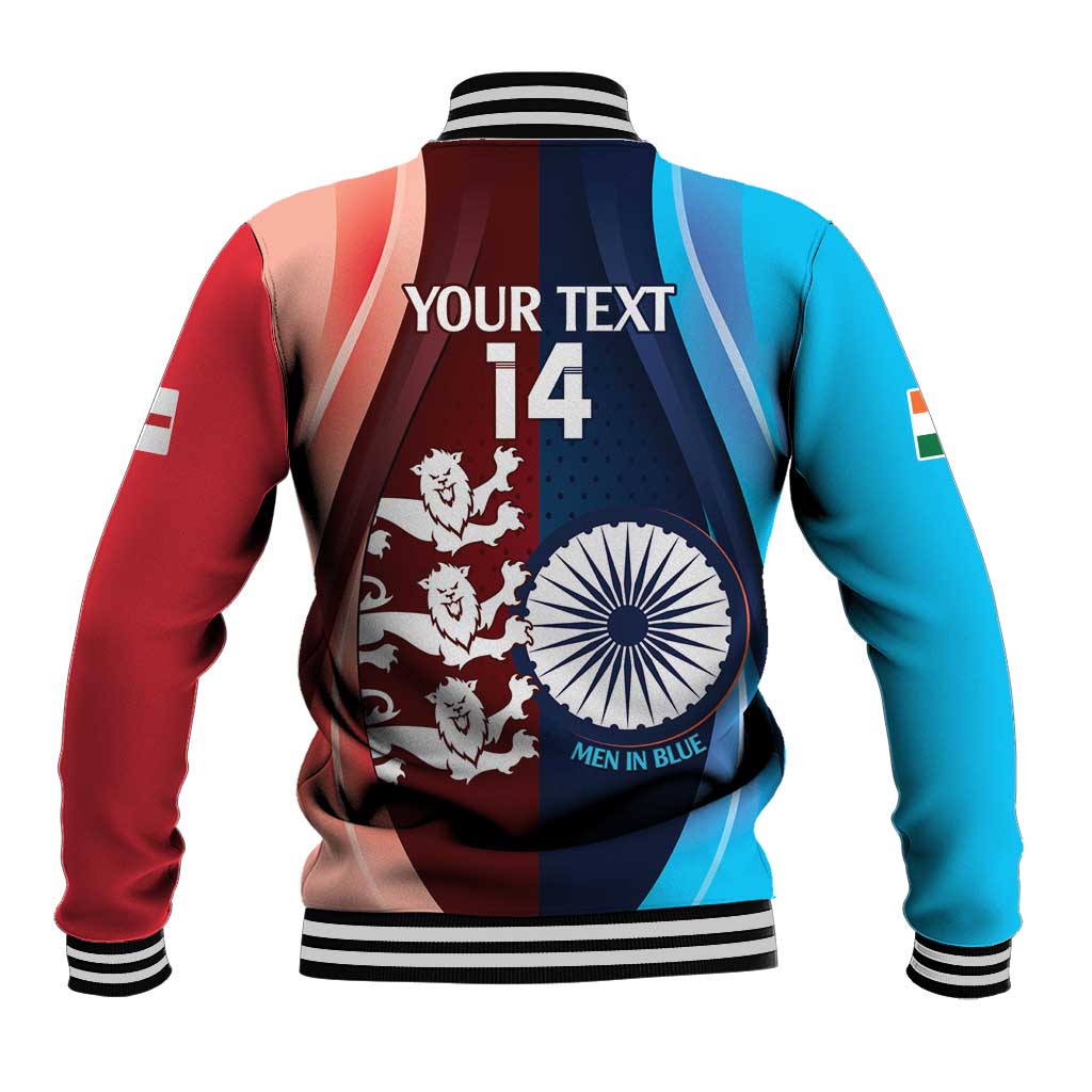 Custom India And England Cricket Baseball Jacket 2025 Men In Blue Three Lions Together - Wonder Print Shop