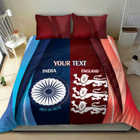 Custom India And England Cricket Bedding Set 2025 Men In Blue Three Lions Together - Wonder Print Shop