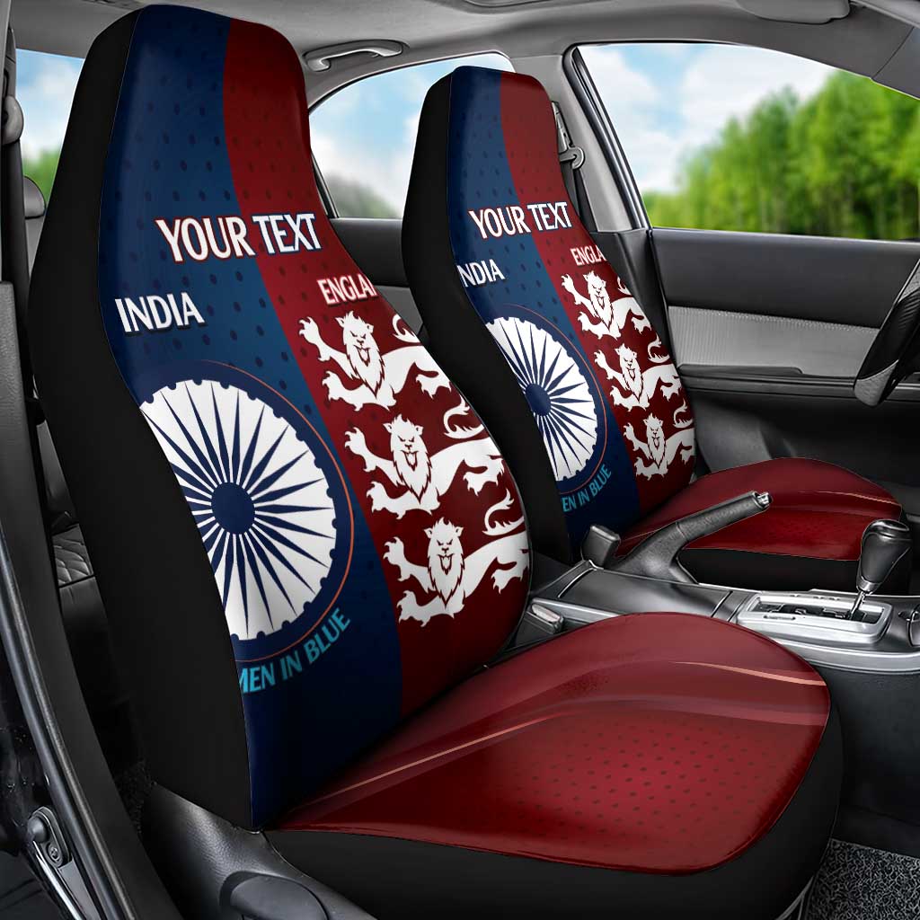 Custom India And England Cricket Car Seat Cover 2025 Men In Blue Three Lions Together - Wonder Print Shop