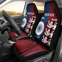 Custom India And England Cricket Car Seat Cover 2025 Men In Blue Three Lions Together - Wonder Print Shop