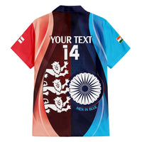 Custom India And England Cricket Family Matching Long Sleeve Bodycon Dress and Hawaiian Shirt 2025 Men In Blue Three Lions Together - Wonder Print Shop