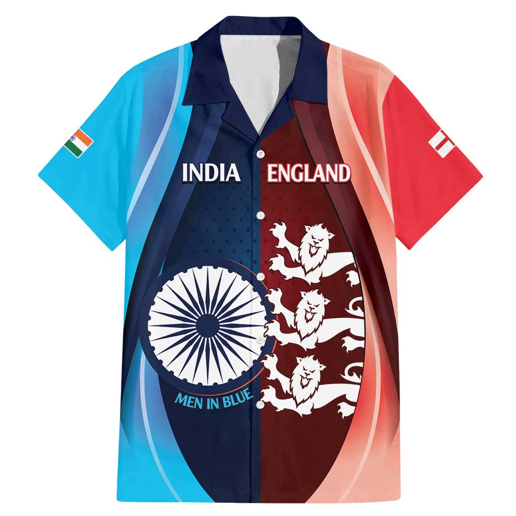 Custom India And England Cricket Family Matching Mermaid Dress and Hawaiian Shirt 2025 Men In Blue Three Lions Together - Wonder Print Shop