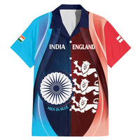 Custom India And England Cricket Family Matching Mermaid Dress and Hawaiian Shirt 2025 Men In Blue Three Lions Together - Wonder Print Shop