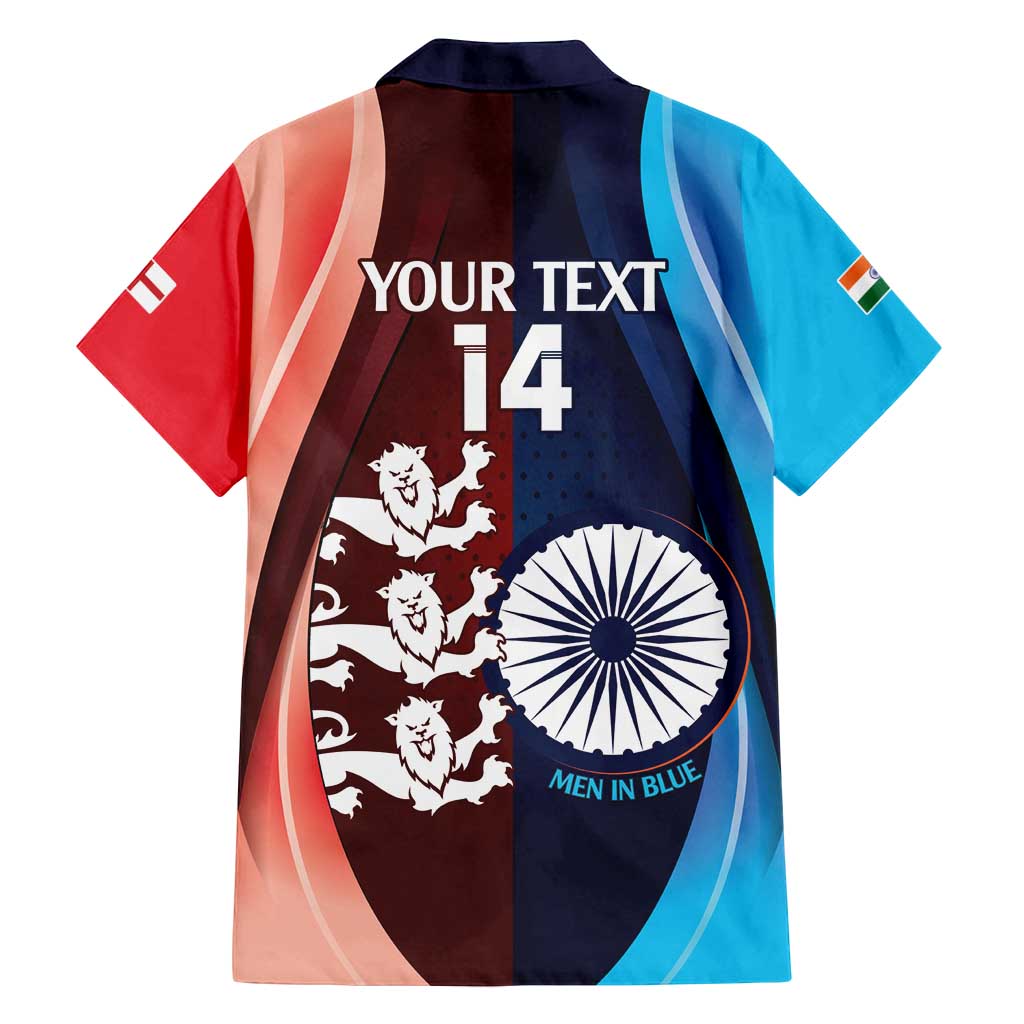 Custom India And England Cricket Family Matching Off Shoulder Maxi Dress and Hawaiian Shirt 2025 Men In Blue Three Lions Together - Wonder Print Shop