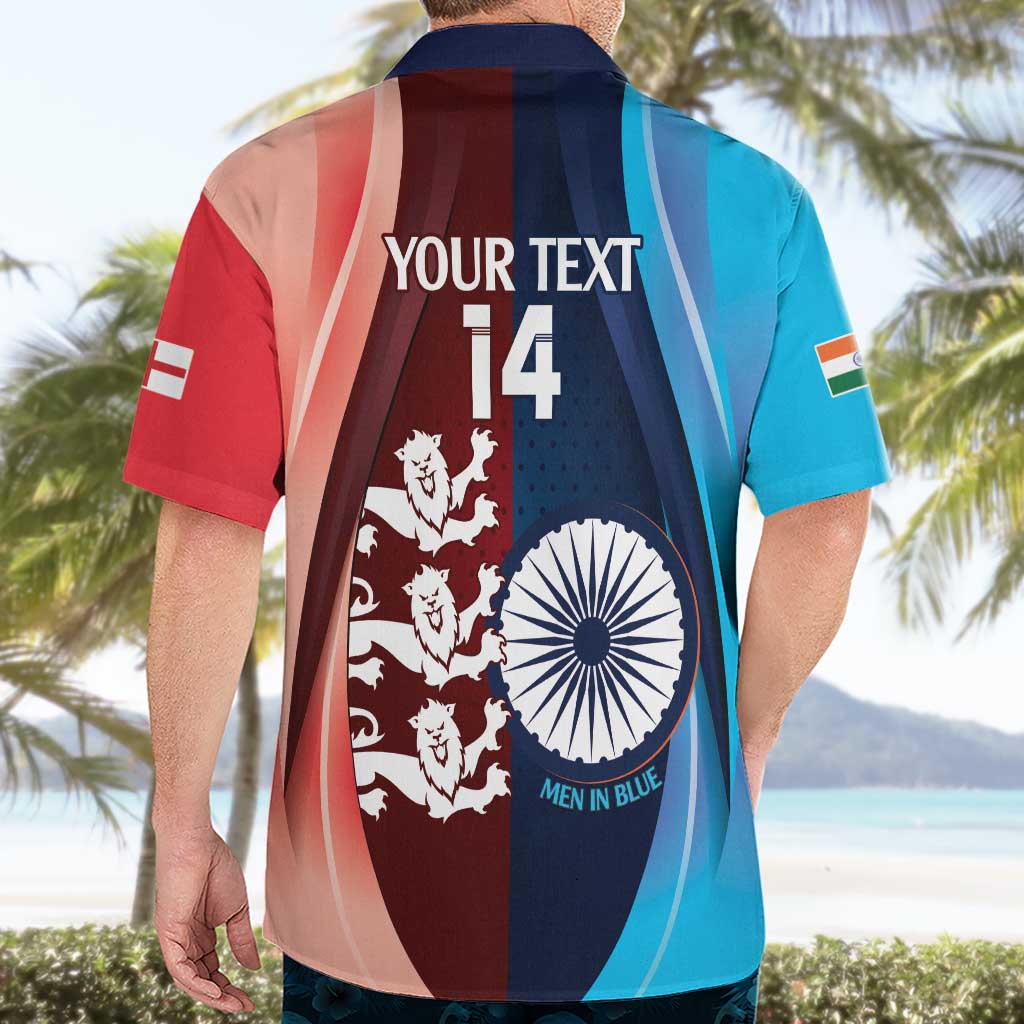 Custom India And England Cricket Hawaiian Shirt 2025 Men In Blue Three Lions Together - Wonder Print Shop