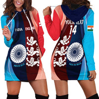 Custom India And England Cricket Hoodie Dress 2025 Men In Blue Three Lions Together - Wonder Print Shop