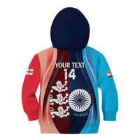 Custom India And England Cricket Kid Hoodie 2025 Men In Blue Three Lions Together - Wonder Print Shop