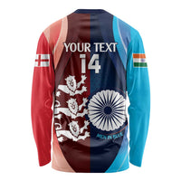 Custom India And England Cricket Long Sleeve Shirt 2025 Men In Blue Three Lions Together - Wonder Print Shop