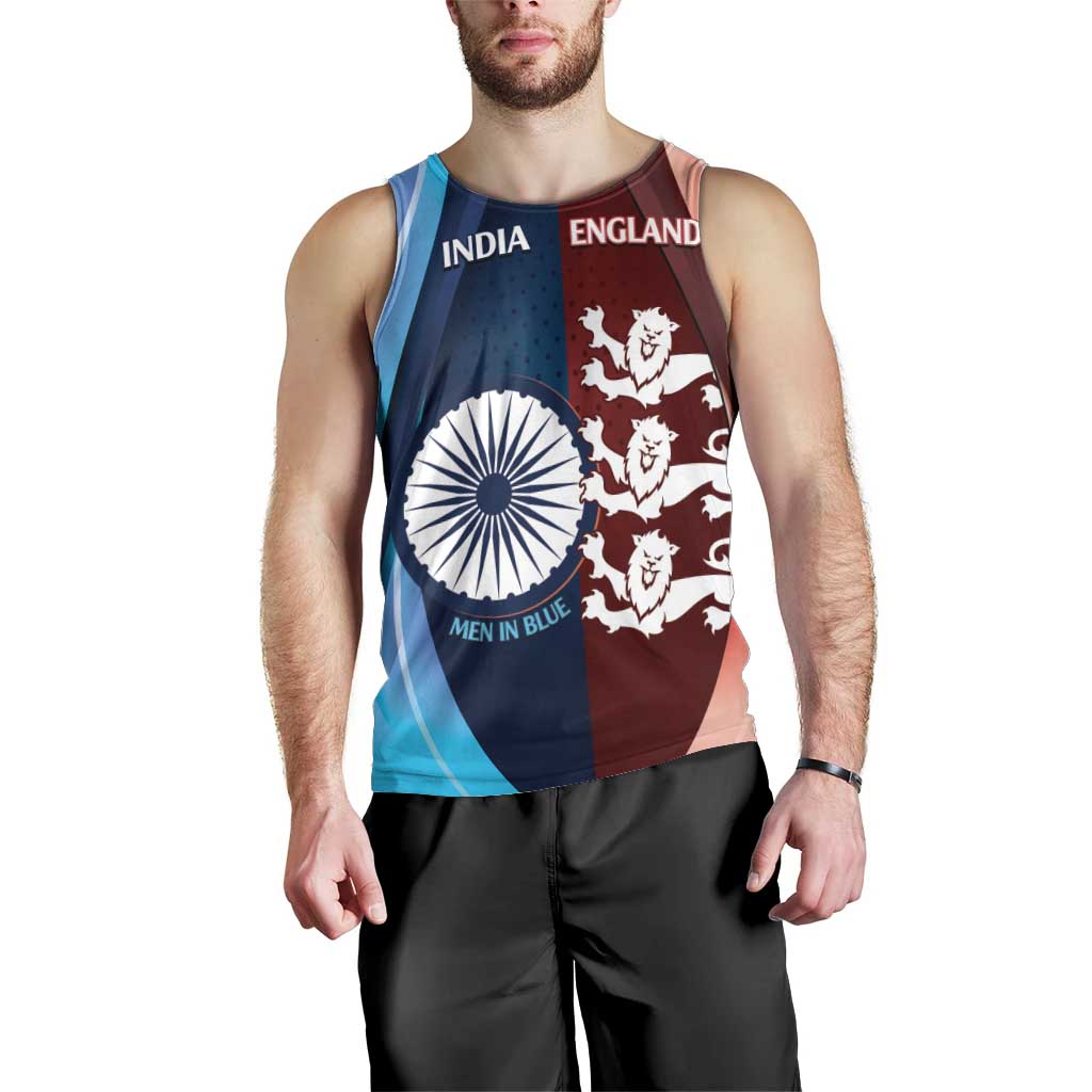 Custom India And England Cricket Men Tank Top 2025 Men In Blue Three Lions Together - Wonder Print Shop