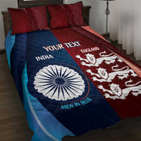 Custom India And England Cricket Quilt Bed Set 2025 Men In Blue Three Lions Together - Wonder Print Shop