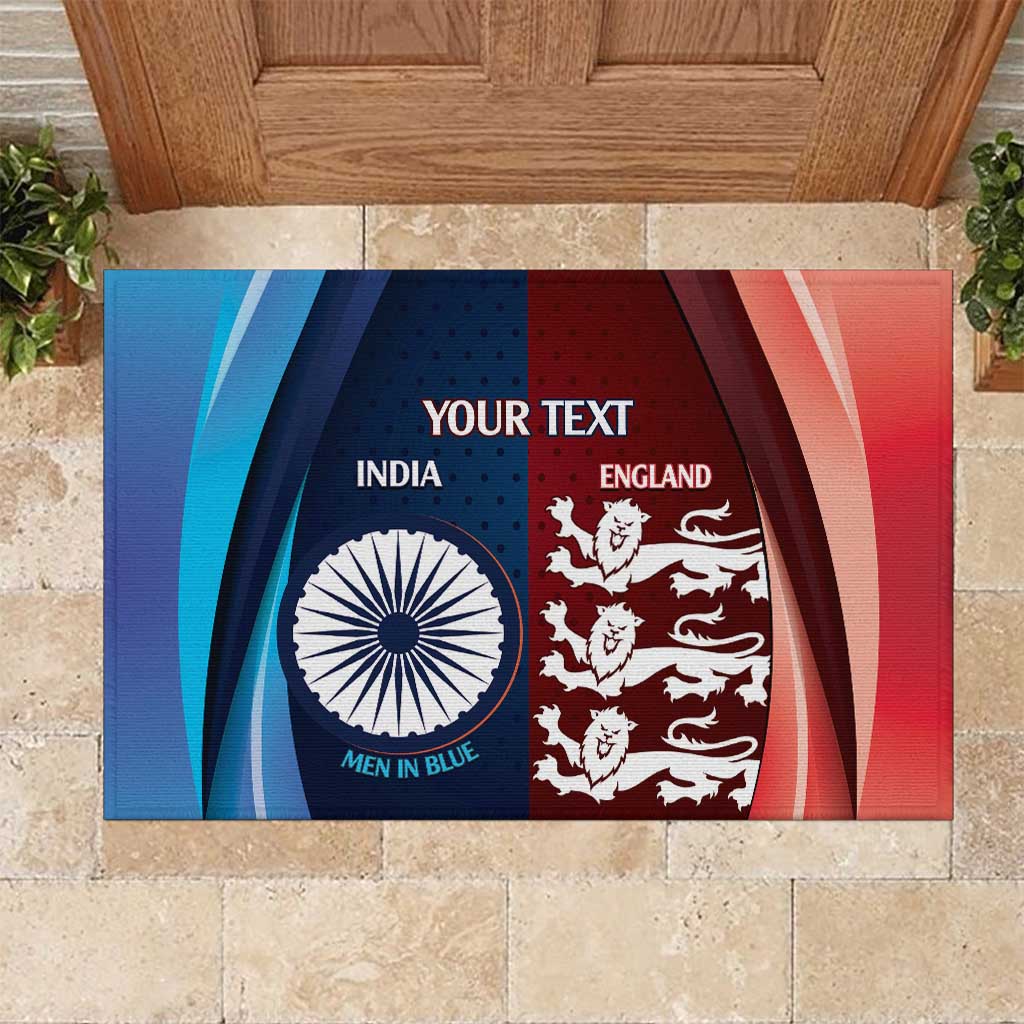 Custom India And England Cricket Rubber Doormat 2025 Men In Blue Three Lions Together - Wonder Print Shop