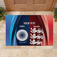 Custom India And England Cricket Rubber Doormat 2025 Men In Blue Three Lions Together - Wonder Print Shop