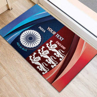 Custom India And England Cricket Rubber Doormat 2025 Men In Blue Three Lions Together - Wonder Print Shop