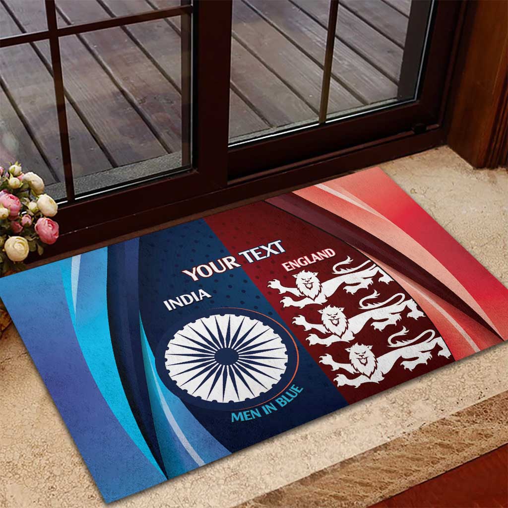 Custom India And England Cricket Rubber Doormat 2025 Men In Blue Three Lions Together - Wonder Print Shop