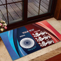 Custom India And England Cricket Rubber Doormat 2025 Men In Blue Three Lions Together - Wonder Print Shop