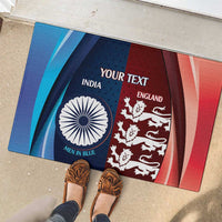 Custom India And England Cricket Rubber Doormat 2025 Men In Blue Three Lions Together - Wonder Print Shop