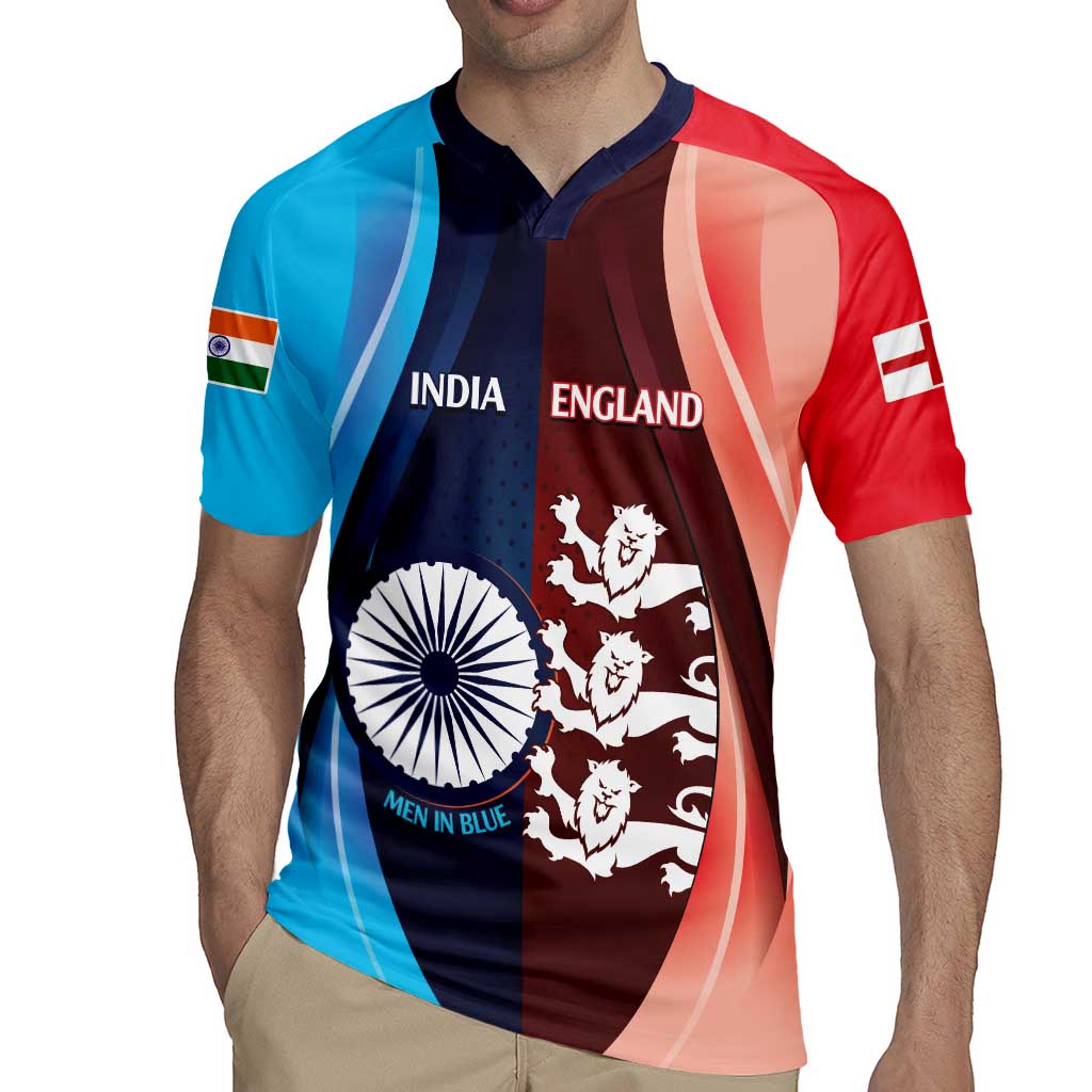 Custom India And England Cricket Rugby Jersey 2025 Men In Blue Three Lions Together - Wonder Print Shop