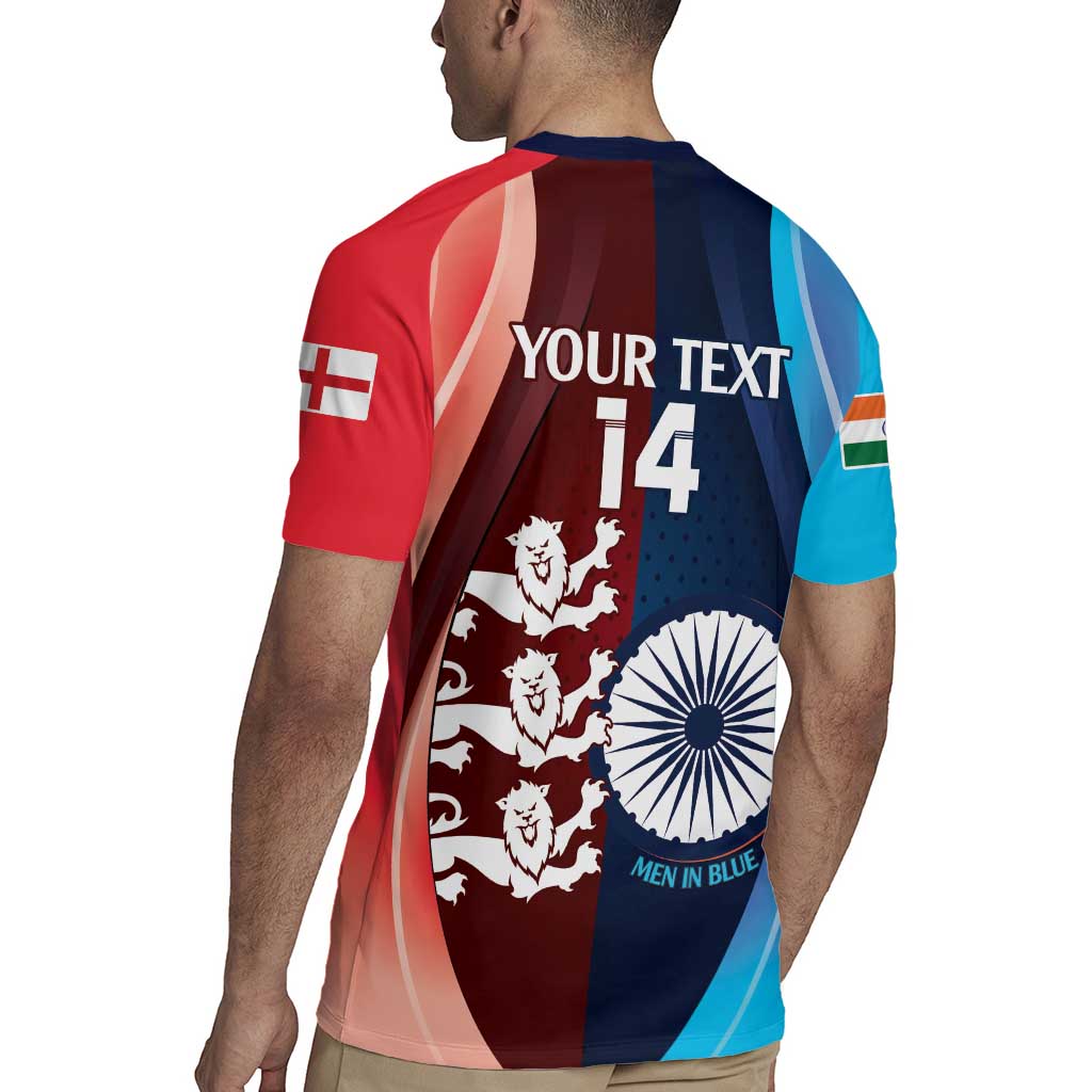 Custom India And England Cricket Rugby Jersey 2025 Men In Blue Three Lions Together - Wonder Print Shop
