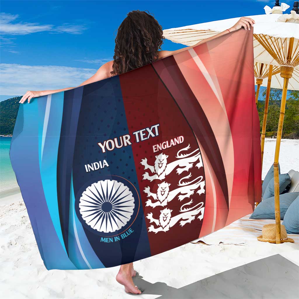 Custom India And England Cricket Sarong 2025 Men In Blue Three Lions Together - Wonder Print Shop