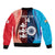 Custom India And England Cricket Sleeve Zip Bomber Jacket 2025 Men In Blue Three Lions Together - Wonder Print Shop