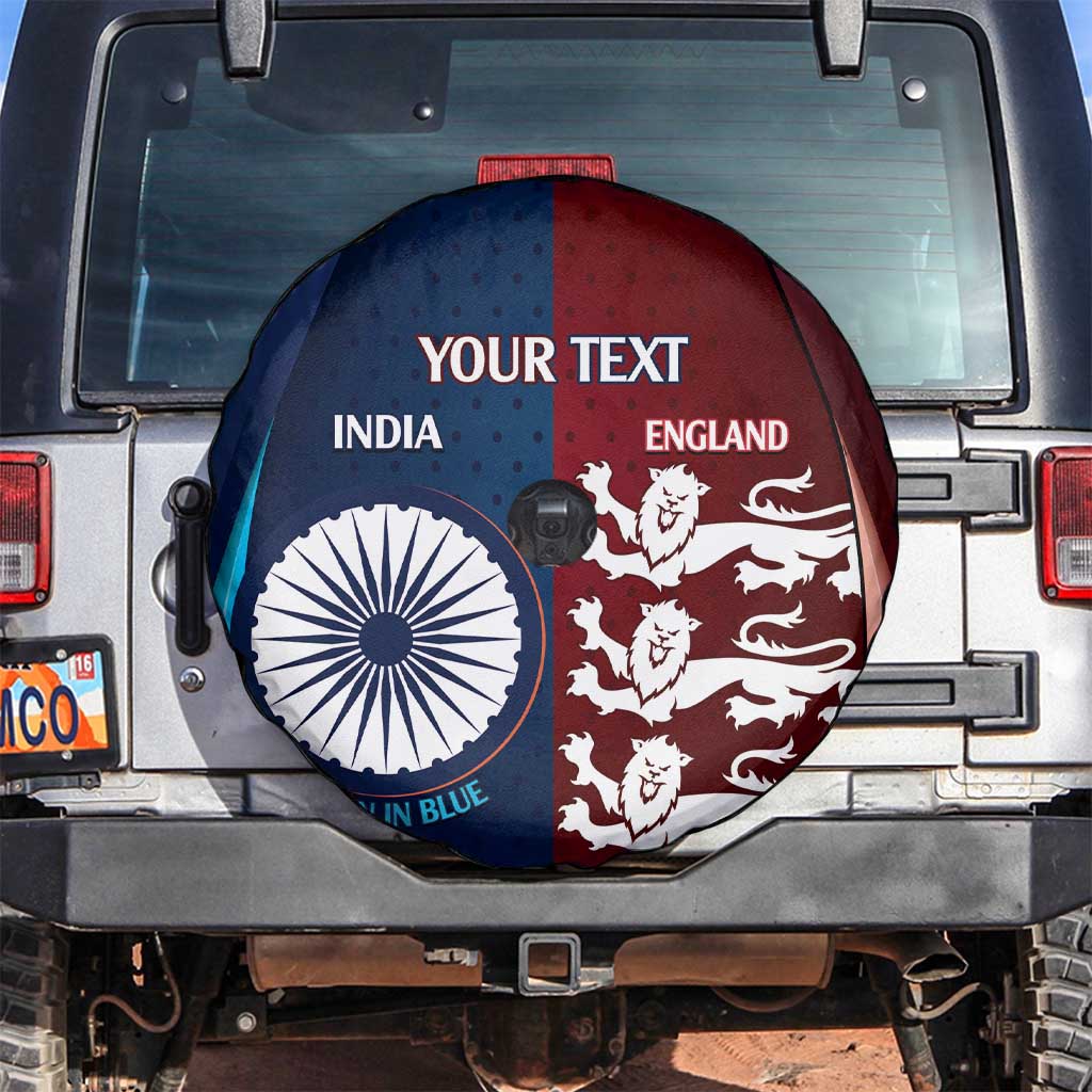 Custom India And England Cricket Spare Tire Cover 2025 Men In Blue Three Lions Together - Wonder Print Shop