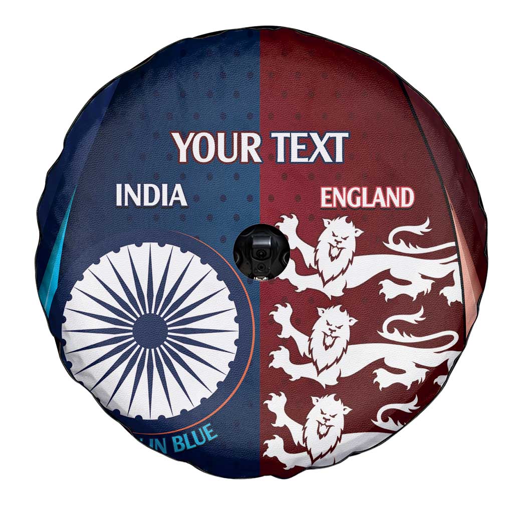 Custom India And England Cricket Spare Tire Cover 2025 Men In Blue Three Lions Together - Wonder Print Shop