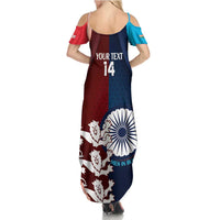 Custom India And England Cricket Summer Maxi Dress 2025 Men In Blue Three Lions Together - Wonder Print Shop