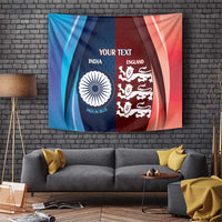 Custom India And England Cricket Tapestry 2025 Men In Blue Three Lions Together - Wonder Print Shop