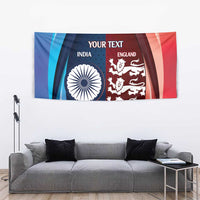 Custom India And England Cricket Tapestry 2025 Men In Blue Three Lions Together - Wonder Print Shop