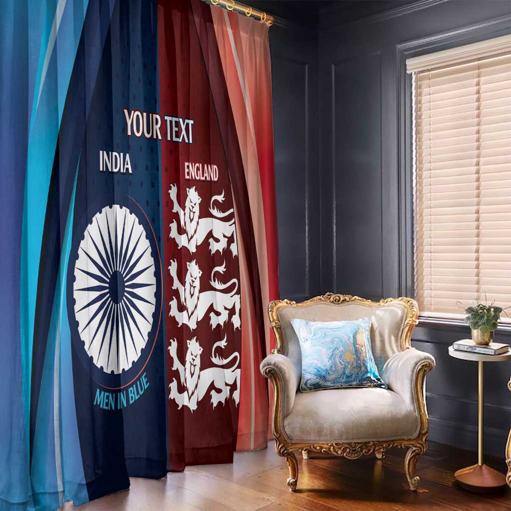 Custom India And England Cricket Window Curtain 2025 Men In Blue Three Lions Together - Wonder Print Shop