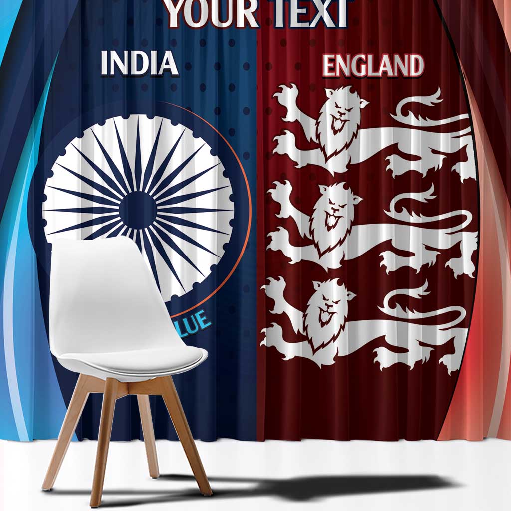 Custom India And England Cricket Window Curtain 2025 Men In Blue Three Lions Together - Wonder Print Shop