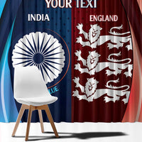 Custom India And England Cricket Window Curtain 2025 Men In Blue Three Lions Together - Wonder Print Shop
