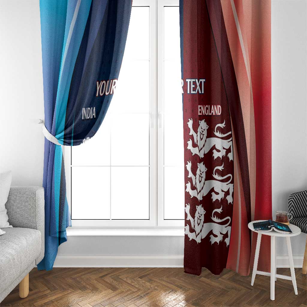 Custom India And England Cricket Window Curtain 2025 Men In Blue Three Lions Together - Wonder Print Shop